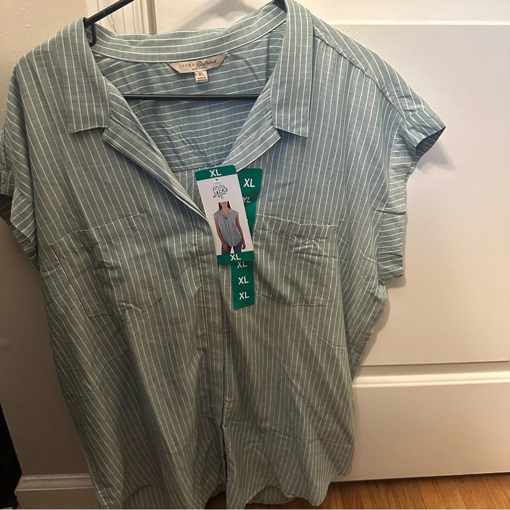 Jachs Green & White Striped Shirt